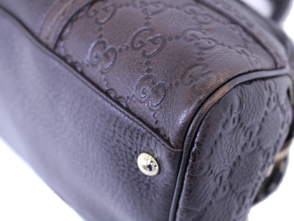 Gucci Bag Handbag Brown Leather Boston ssima - Picture 6 of 9